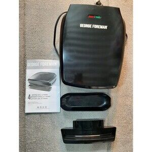 George Foreman GR340FB 4-Serving Plate Electric Indoor Grill Black